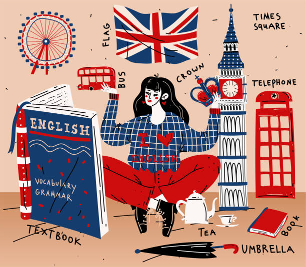 young woman girl student learning english. education, foreign language